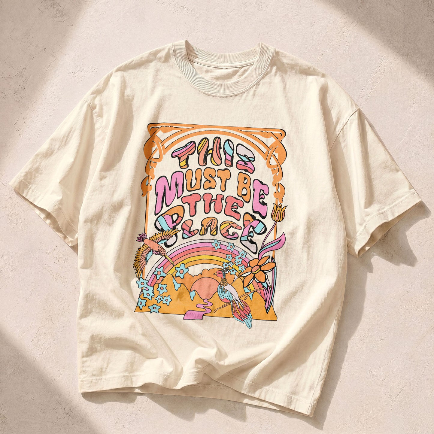 70s Floral 'This Must Be The Place' Place Empowerment Women's Groovy Tee