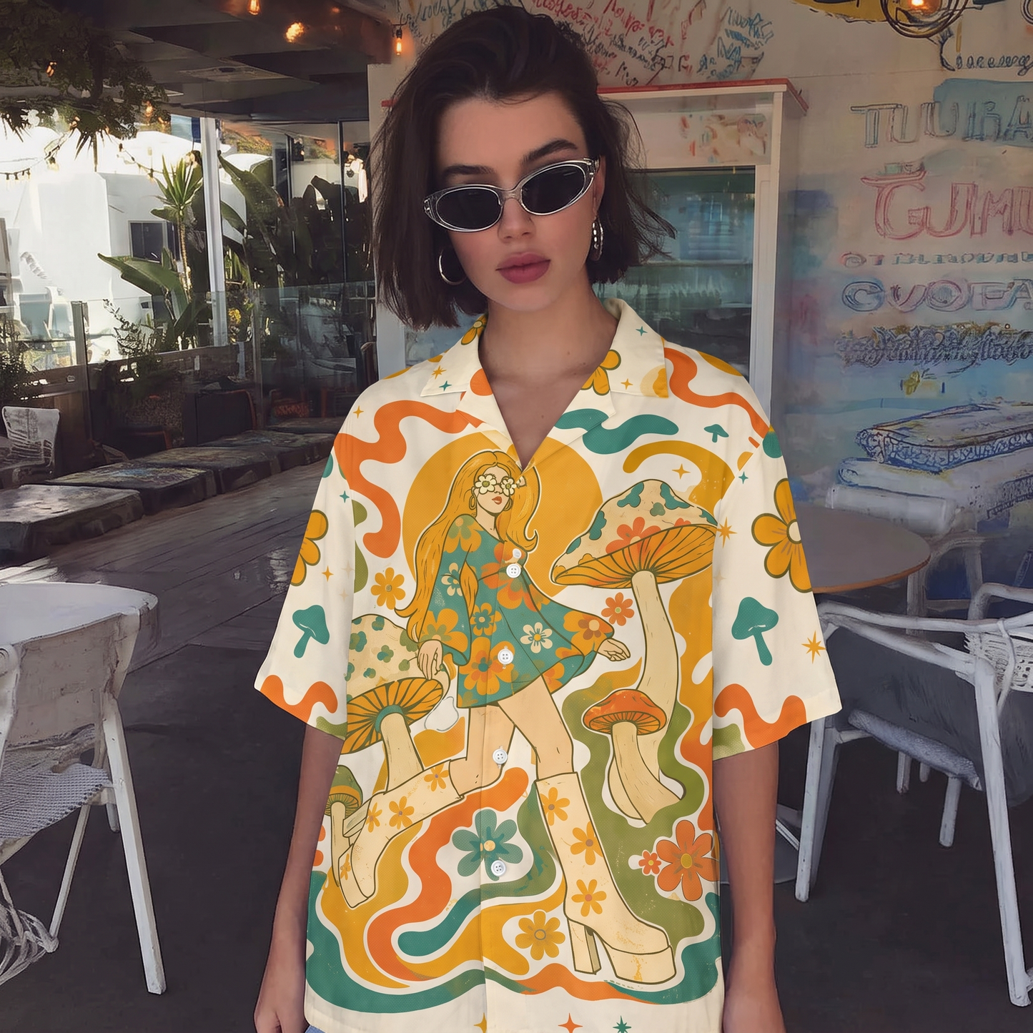 Mushroom Girl Mushroom Nature Women's 3D Hawaiian Shirt
