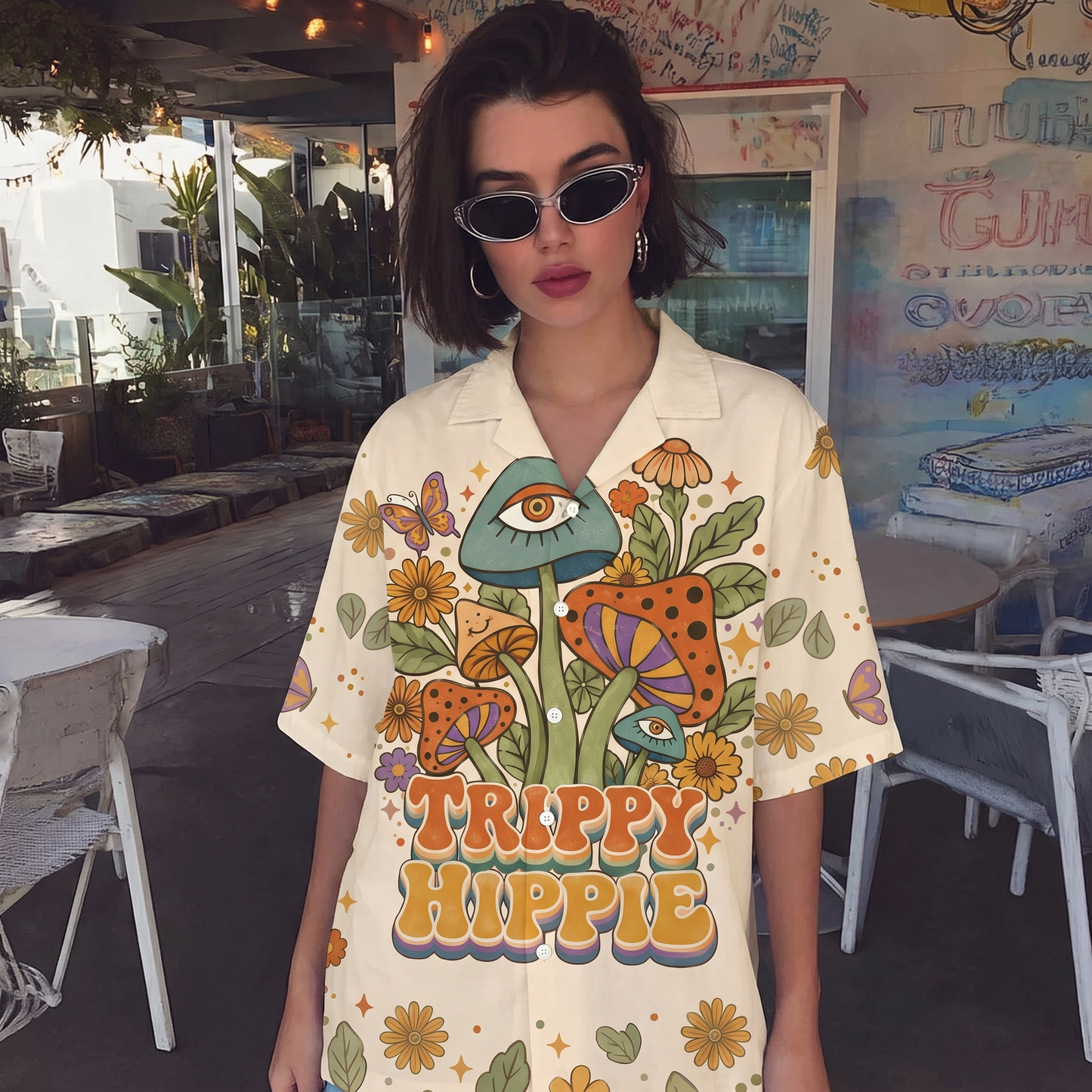 TRIPPY Hippie Happiness Kindness Peace Women's 3D Hawaiian Shirt