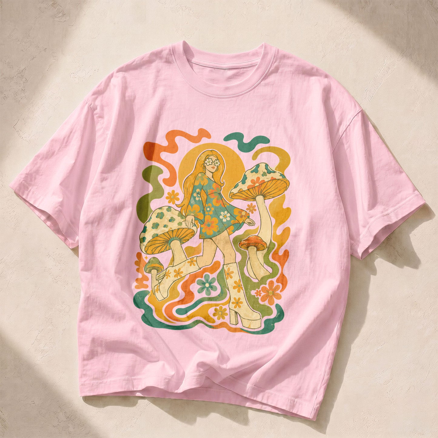 Mushroom Girl Mushroom Nature Women's Groovy Tee