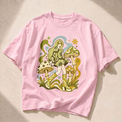 Mushroom Girl Mushroom Nature Women's Groovy Tee