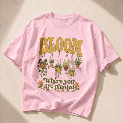 Bloom Where You Are Planted Garden Earth Women's Groovy Tee