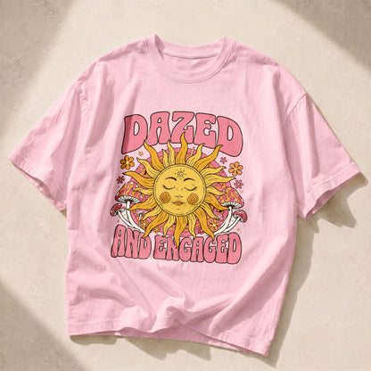 Dazed And Engaged Sun Moon Women's Groovy Tee