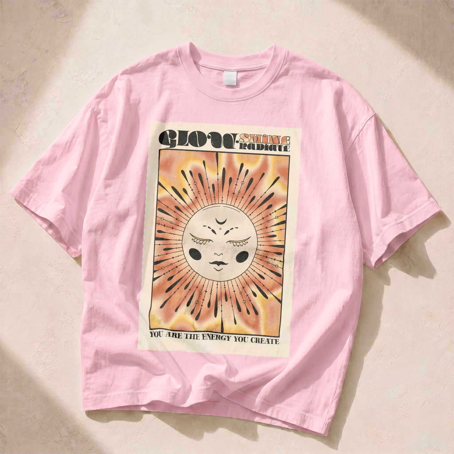 Glow Shine Radiate Sun Moon Women's Groovy Tee