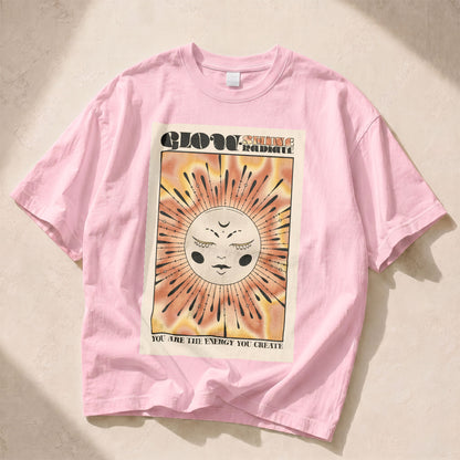 Glow Shine Radiate Sun Moon Women's Groovy Tee