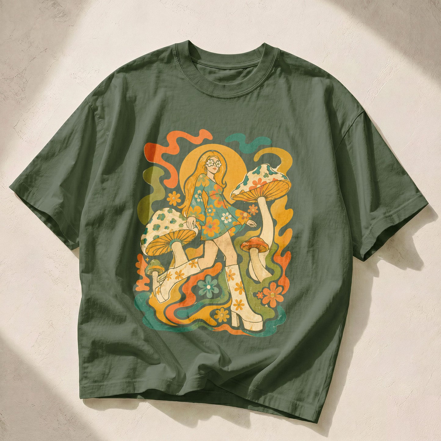Mushroom Girl Mushroom Nature Women's Groovy Tee
