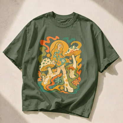Mushroom Girl Mushroom Nature Women's Groovy Tee
