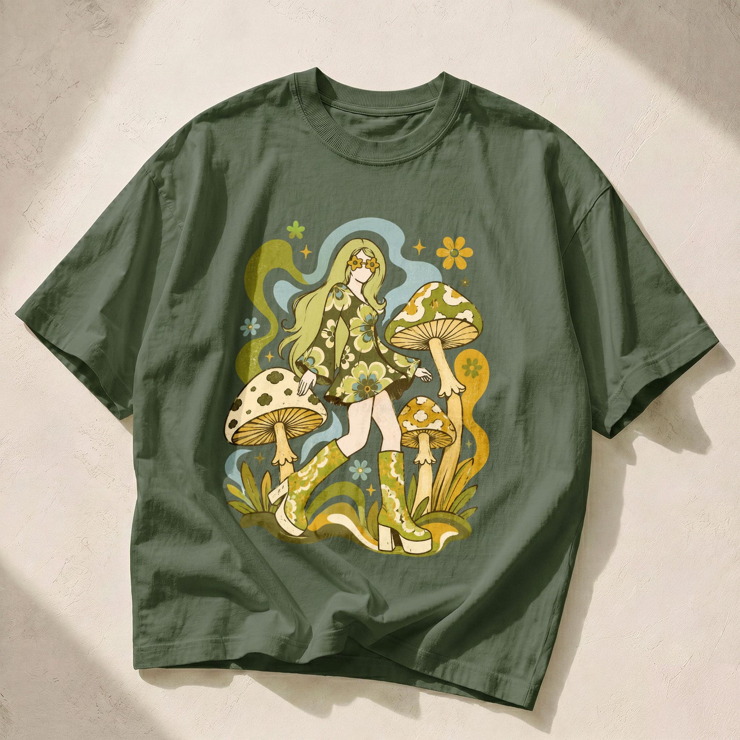 Mushroom Girl Mushroom Nature Women's Groovy Tee