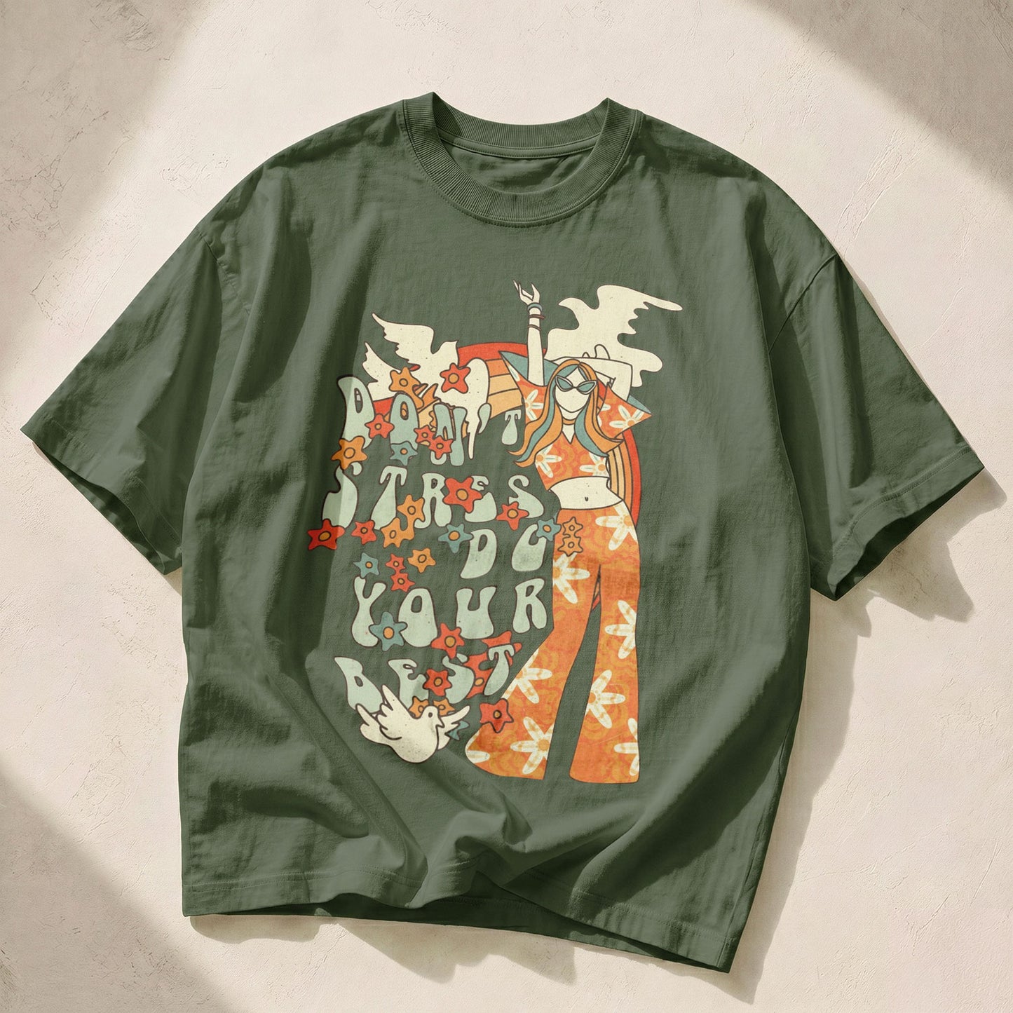 Don't Stress Do Your Best Empowerment Women's Groovy Tee
