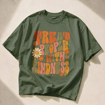 Treat People With Kindness Kindness Peace Women's Groovy Tee