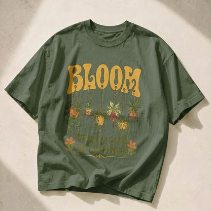 Bloom Where You Are Planted Garden Earth Women's Groovy Tee