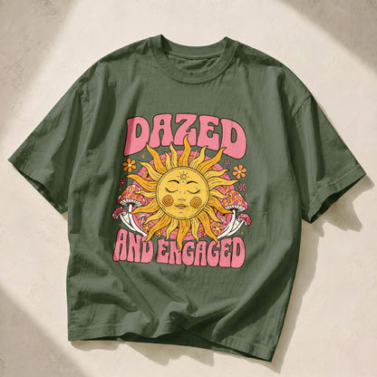 Dazed And Engaged Sun Moon Women's Groovy Tee