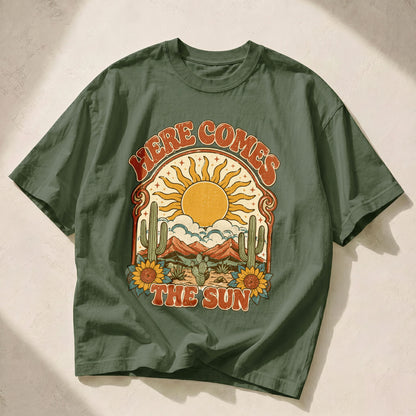 Here Comes the Sun Cosmic Sun Women's Groovy Tee