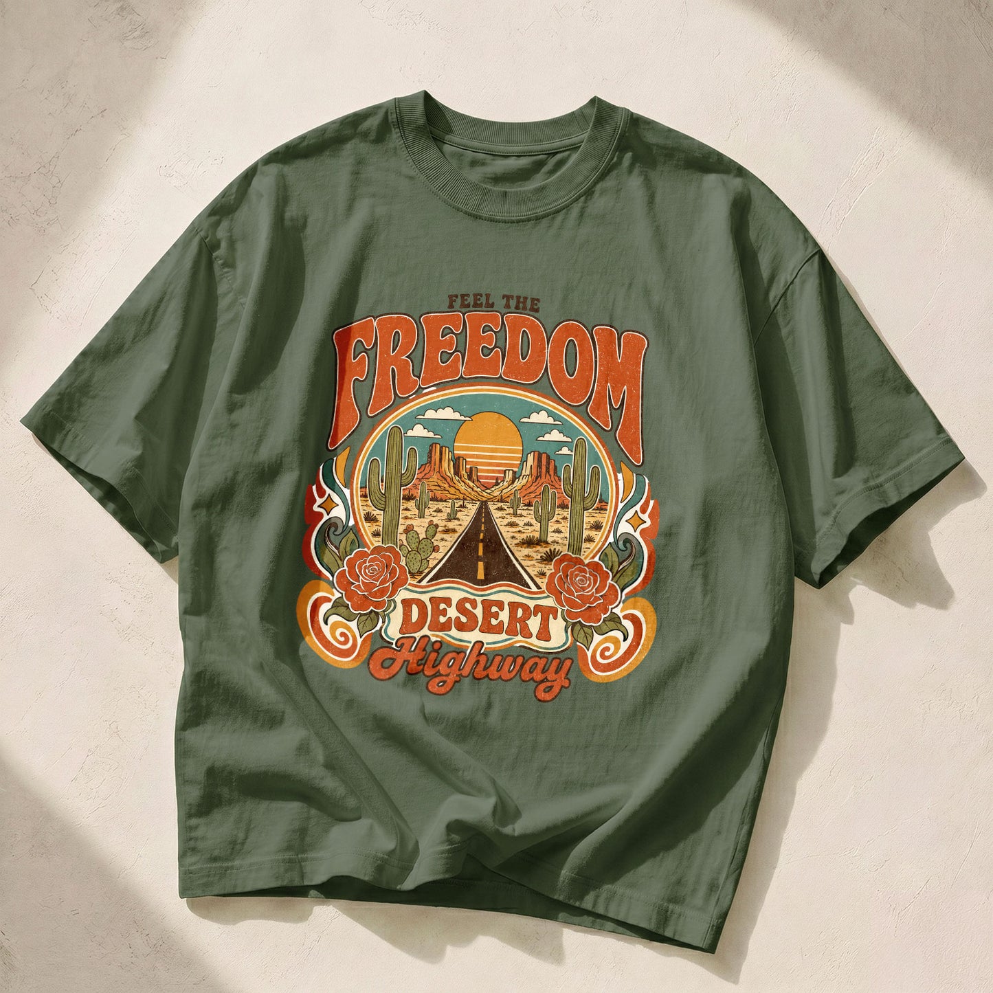 Feel The Freedom Desert Highway Women's Groovy Tee