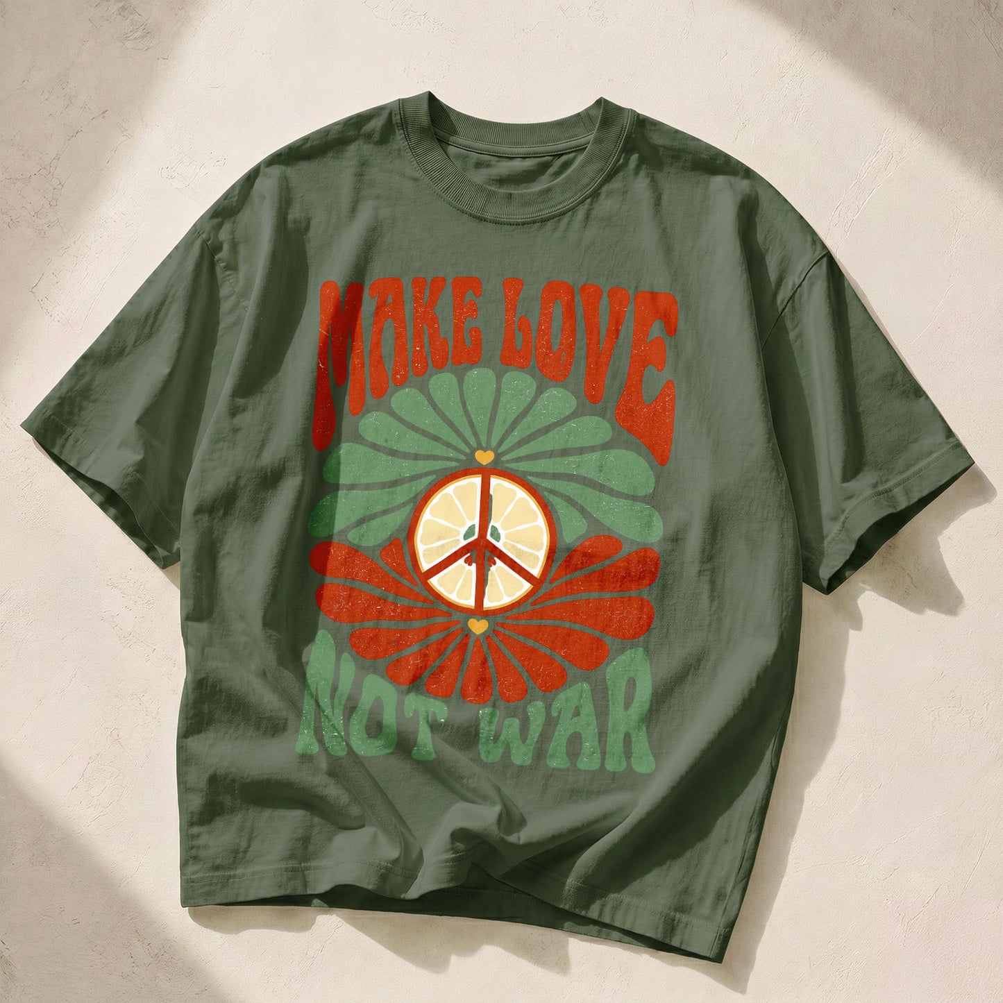 Make Love Not War Kindness Peace Women's Groovy Tee