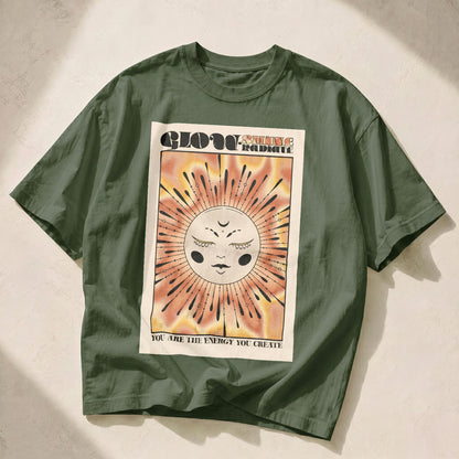Glow Shine Radiate Sun Moon Women's Groovy Tee