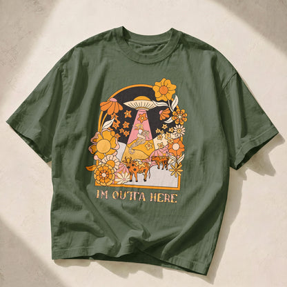 I'm Outta Here Wildflowers Women's Groovy  Tee