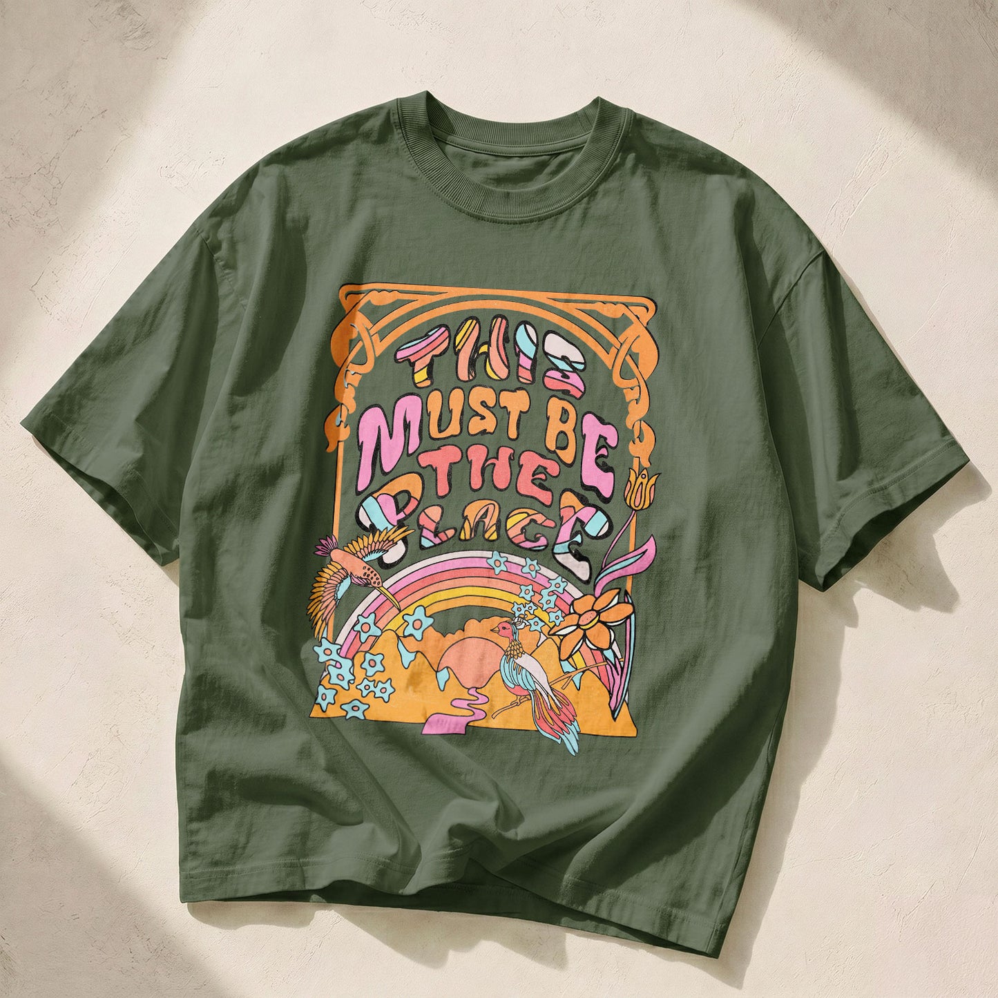 70s Floral 'This Must Be The Place' Place Empowerment Women's Groovy Tee