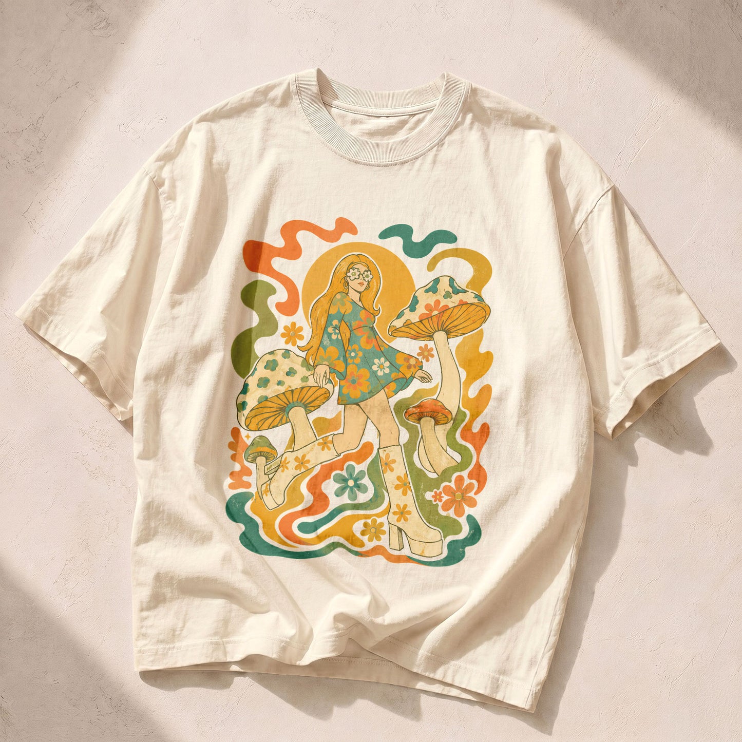 Mushroom Girl Mushroom Nature Women's Groovy Tee