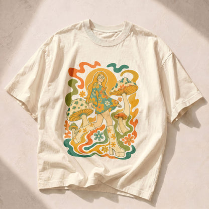 Mushroom Girl Mushroom Nature Women's Groovy Tee