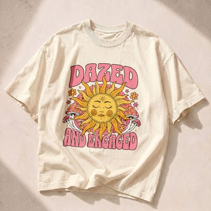 Dazed And Engaged Sun Moon Women's Groovy Tee