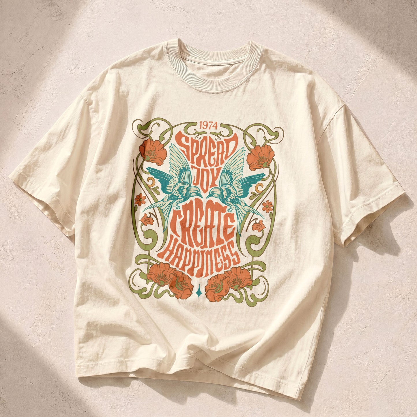 Spread Joy Create Happiness Kindness Peace Women's Groovy Tee