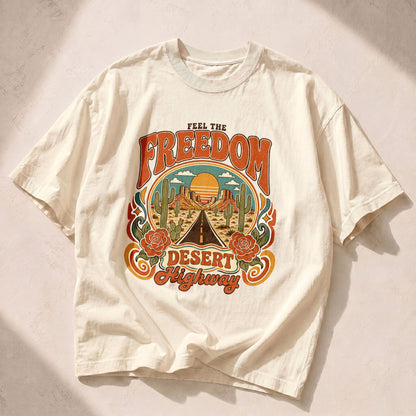 Feel The Freedom Desert Highway Women's Groovy Tee