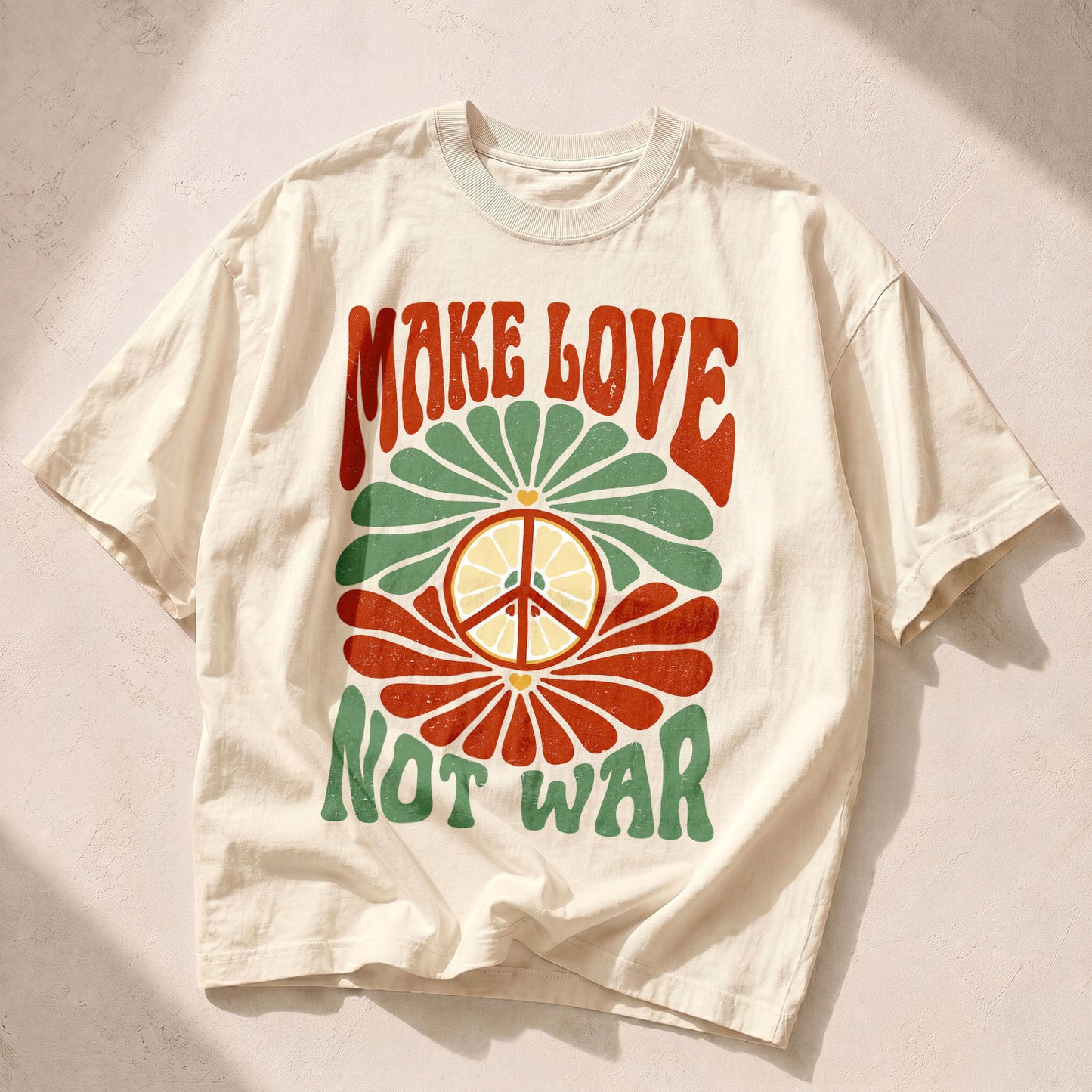 Make Love Not War Kindness Peace Women's Groovy Tee