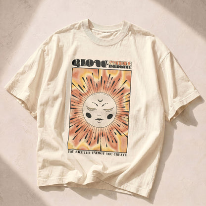 Glow Shine Radiate Sun Moon Women's Groovy Tee
