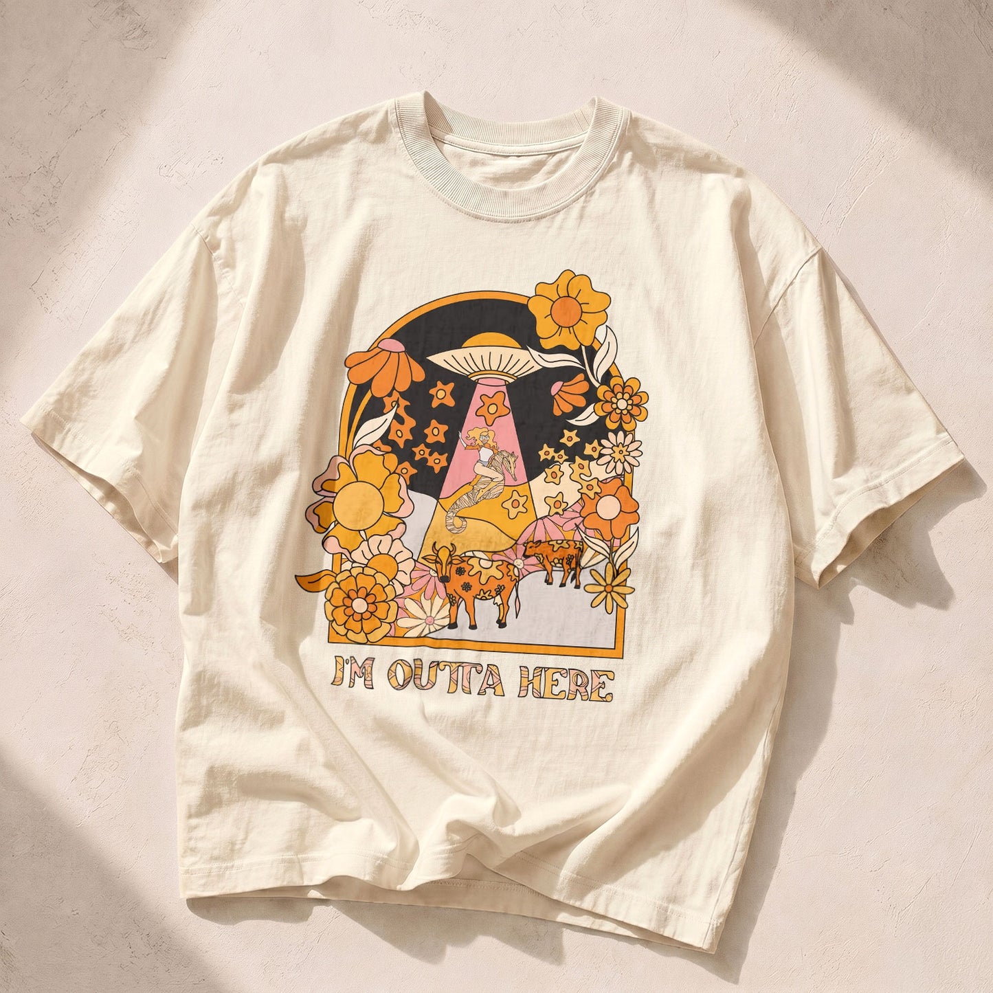 I'm Outta Here Wildflowers Women's Groovy  Tee