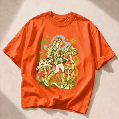 Mushroom Girl Mushroom Nature Women's Groovy Tee