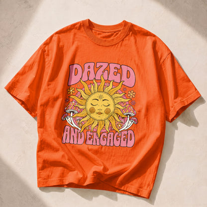 Dazed And Engaged Sun Moon Women's Groovy Tee