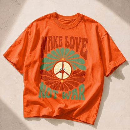 Make Love Not War Kindness Peace Women's Groovy Tee