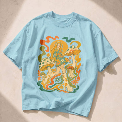 Mushroom Girl Mushroom Nature Women's Groovy Tee