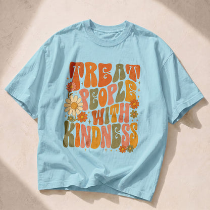 Treat People With Kindness Kindness Peace Women's Groovy Tee
