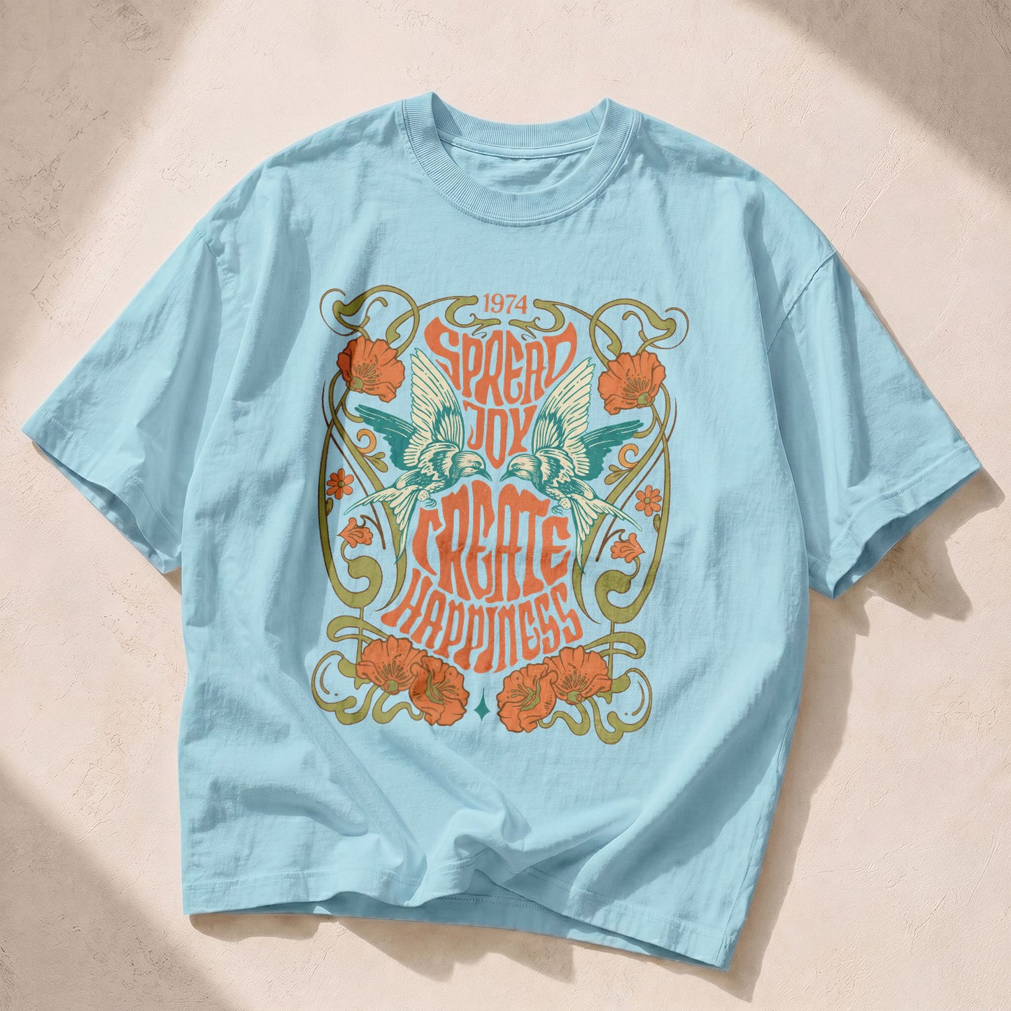 Spread Joy Create Happiness Kindness Peace Women's Groovy Tee