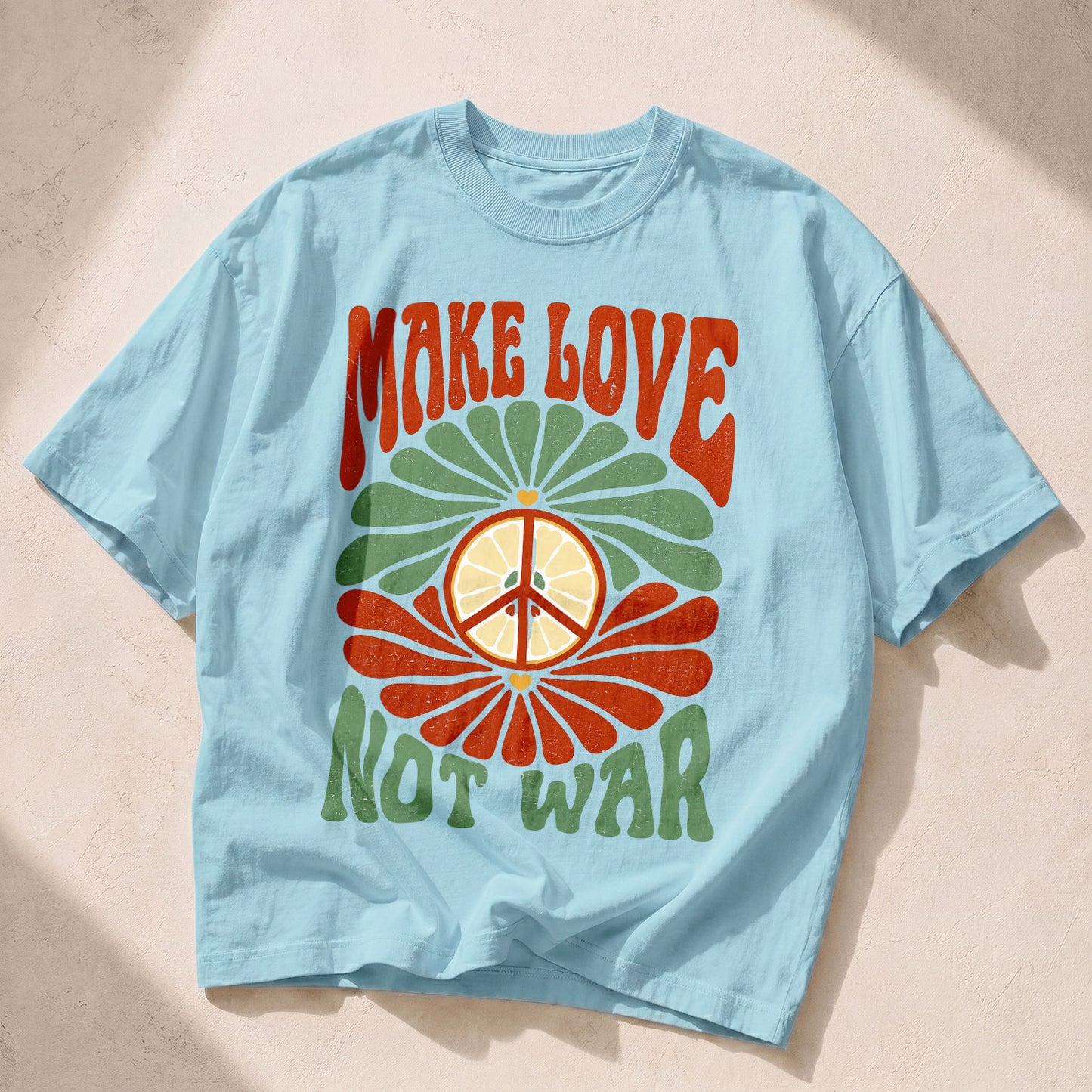 Make Love Not War Kindness Peace Women's Groovy Tee
