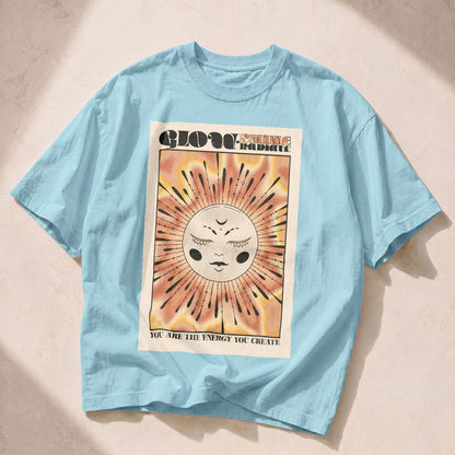 Glow Shine Radiate Sun Moon Women's Groovy Tee