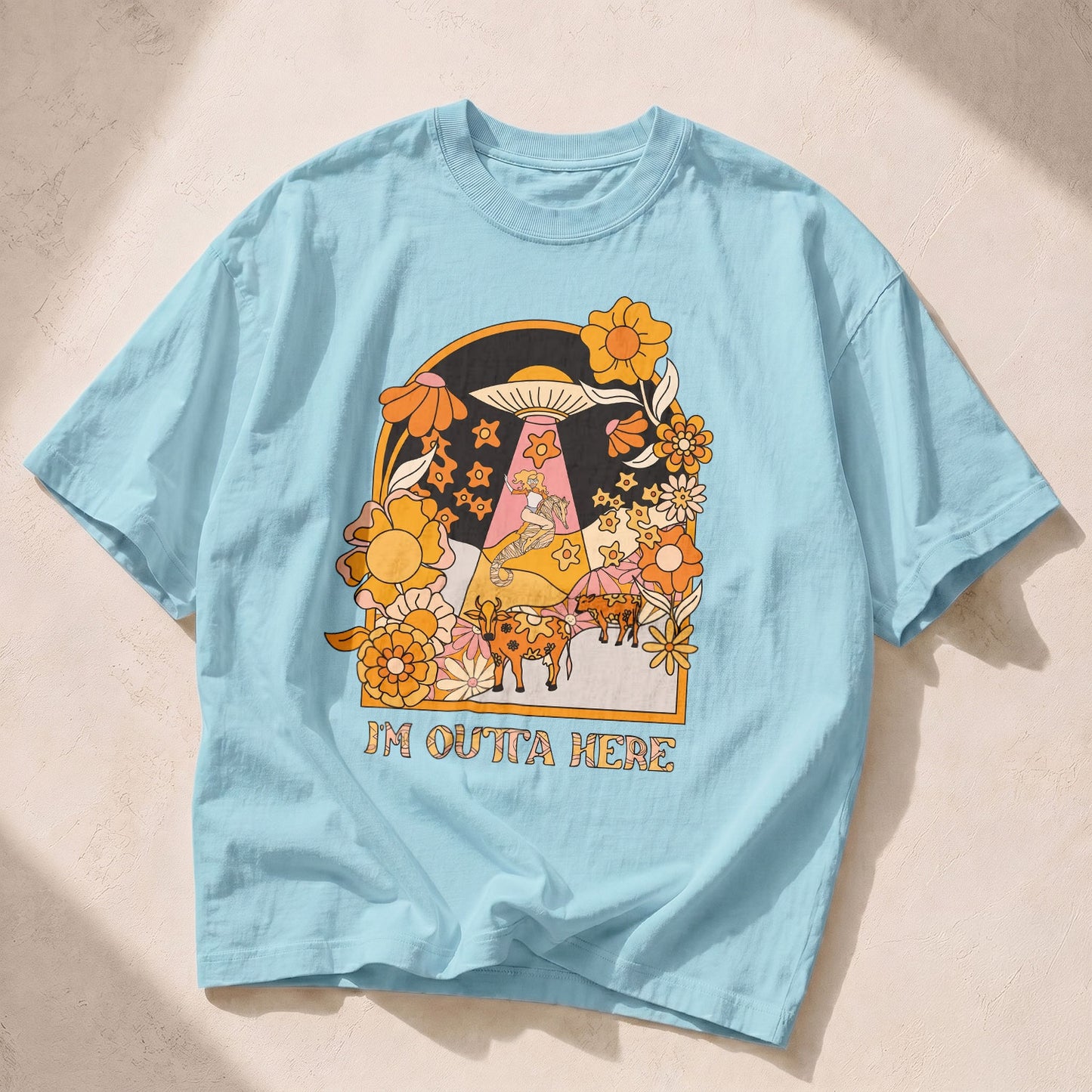 I'm Outta Here Wildflowers Women's Groovy  Tee