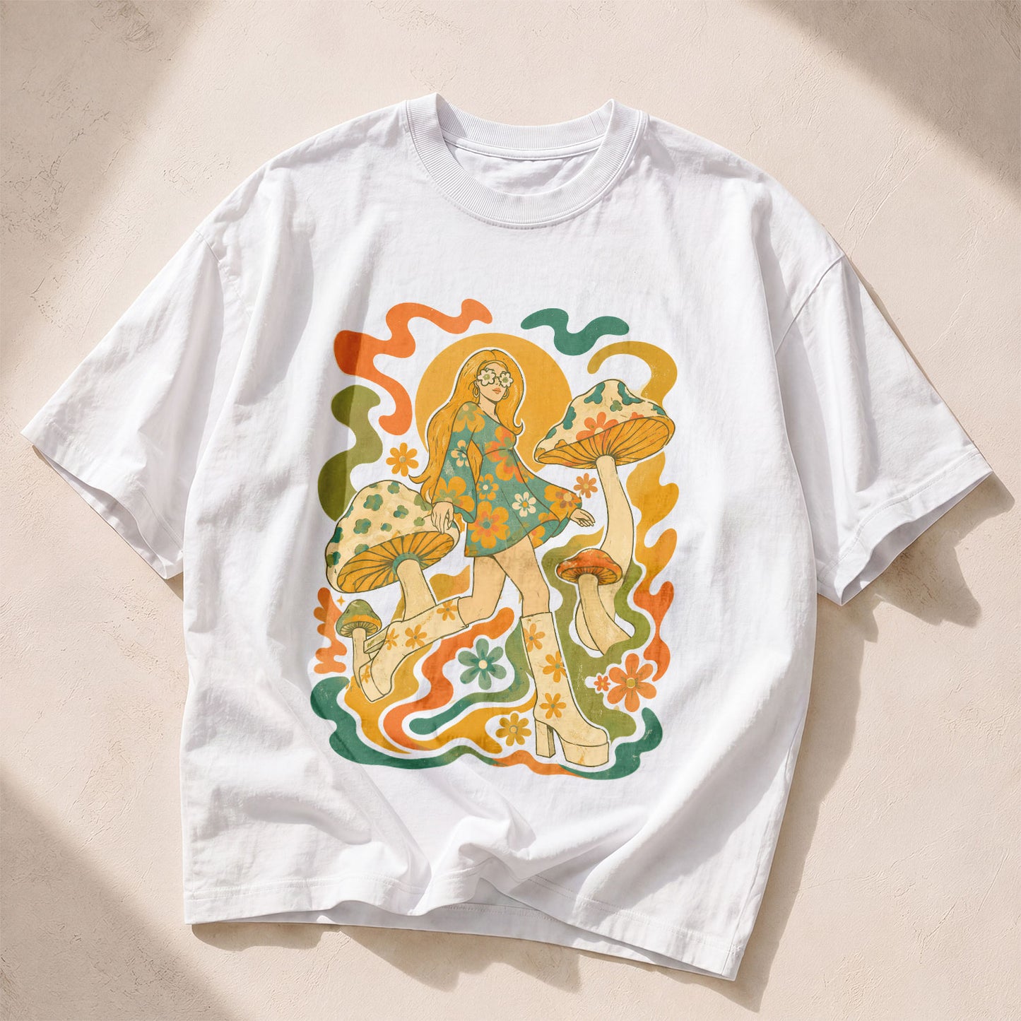 Mushroom Girl Mushroom Nature Women's Groovy Tee