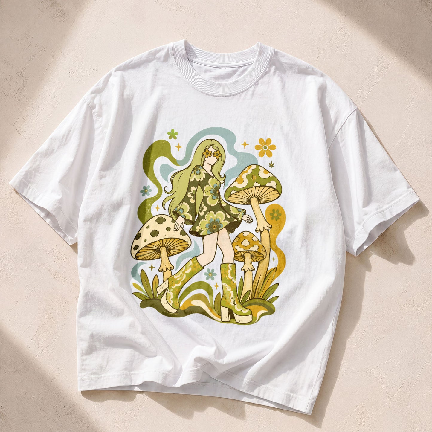 Mushroom Girl Mushroom Nature Women's Groovy Tee