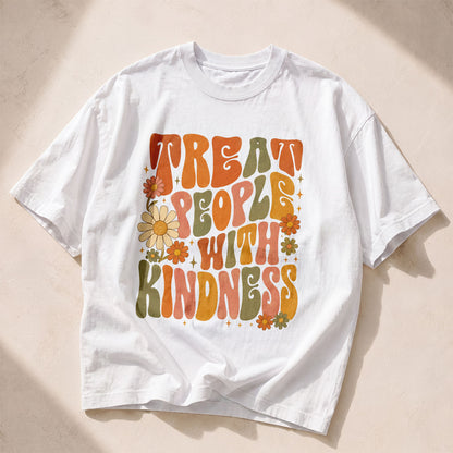 Treat People With Kindness Kindness Peace Women's Groovy Tee