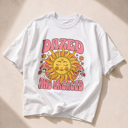Dazed And Engaged Sun Moon Women's Groovy Tee
