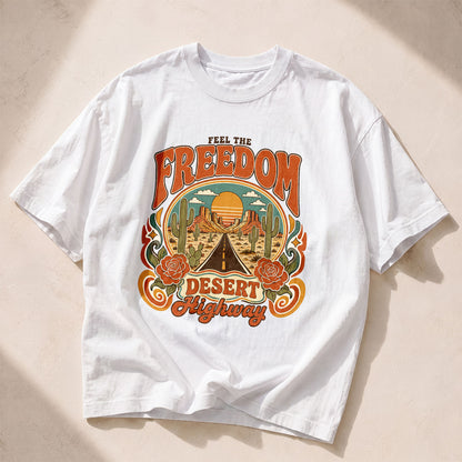 Feel The Freedom Desert Highway Women's Groovy Tee