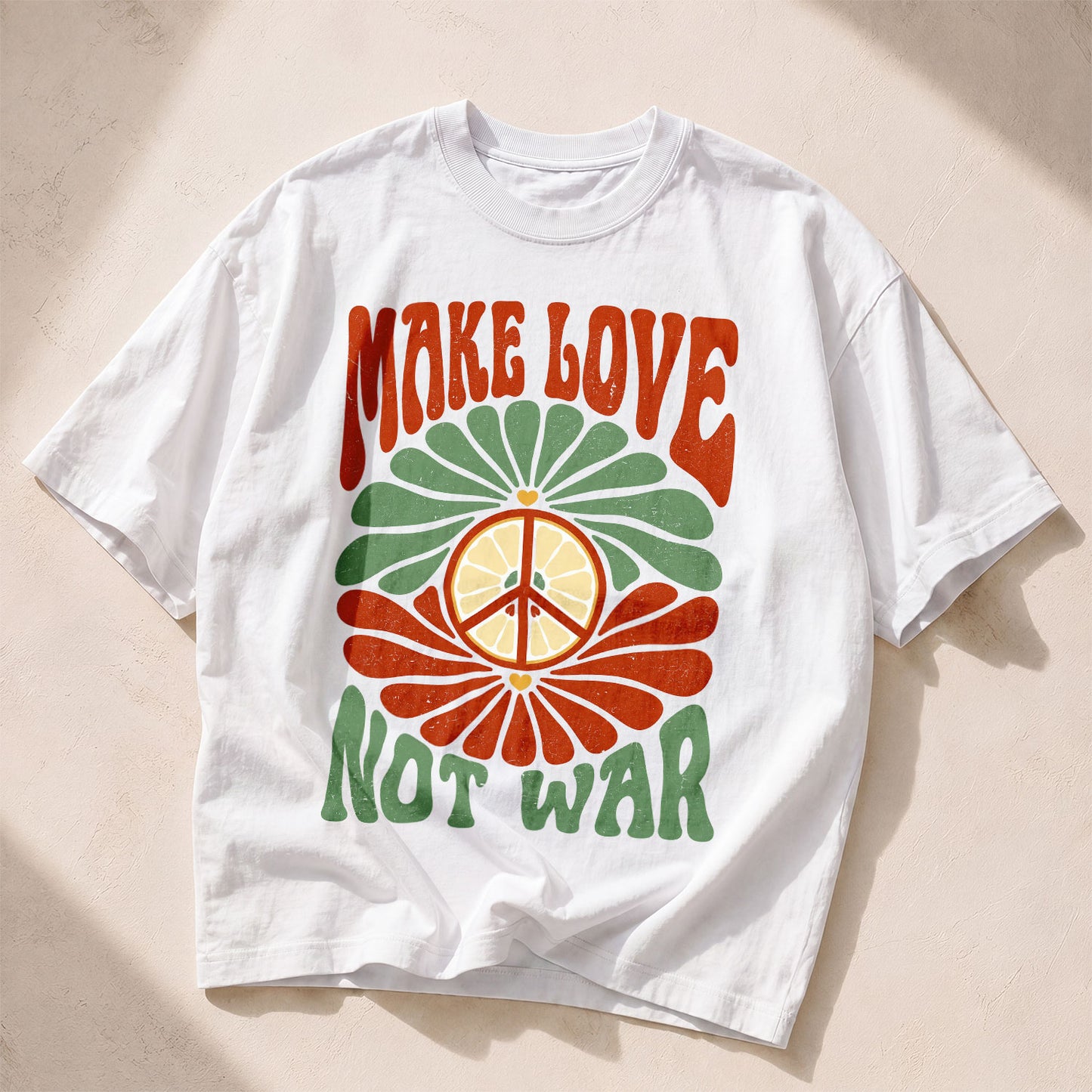 Make Love Not War Kindness Peace Women's Groovy Tee