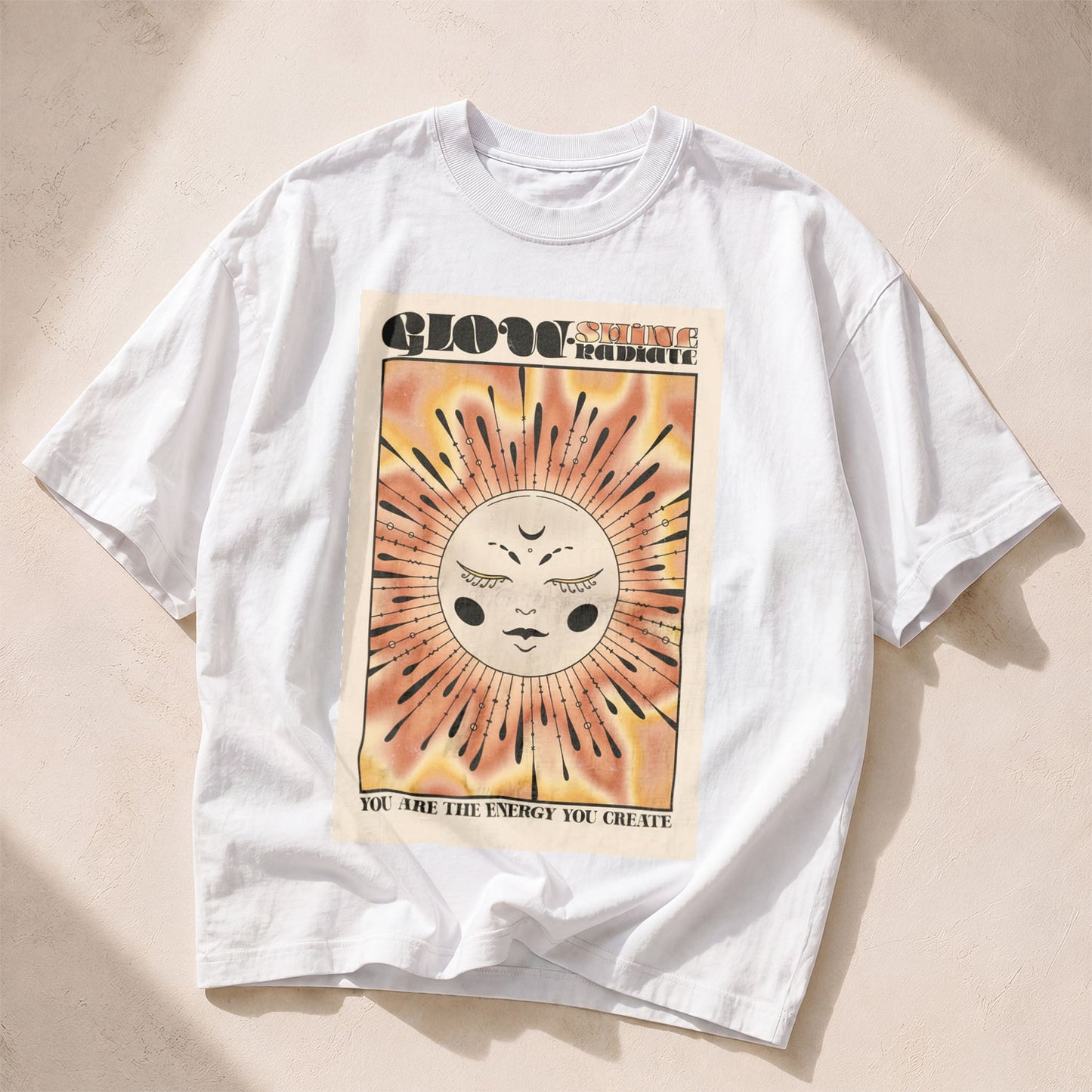 Glow Shine Radiate Sun Moon Women's Groovy Tee
