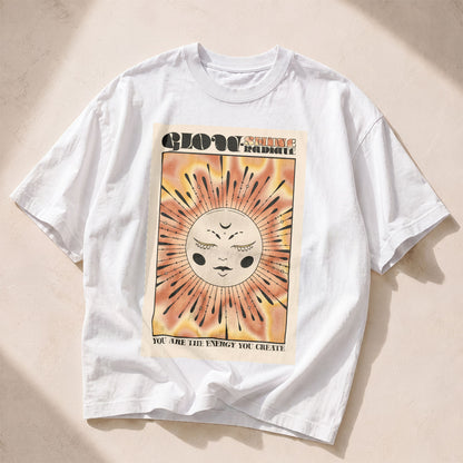 Glow Shine Radiate Sun Moon Women's Groovy Tee