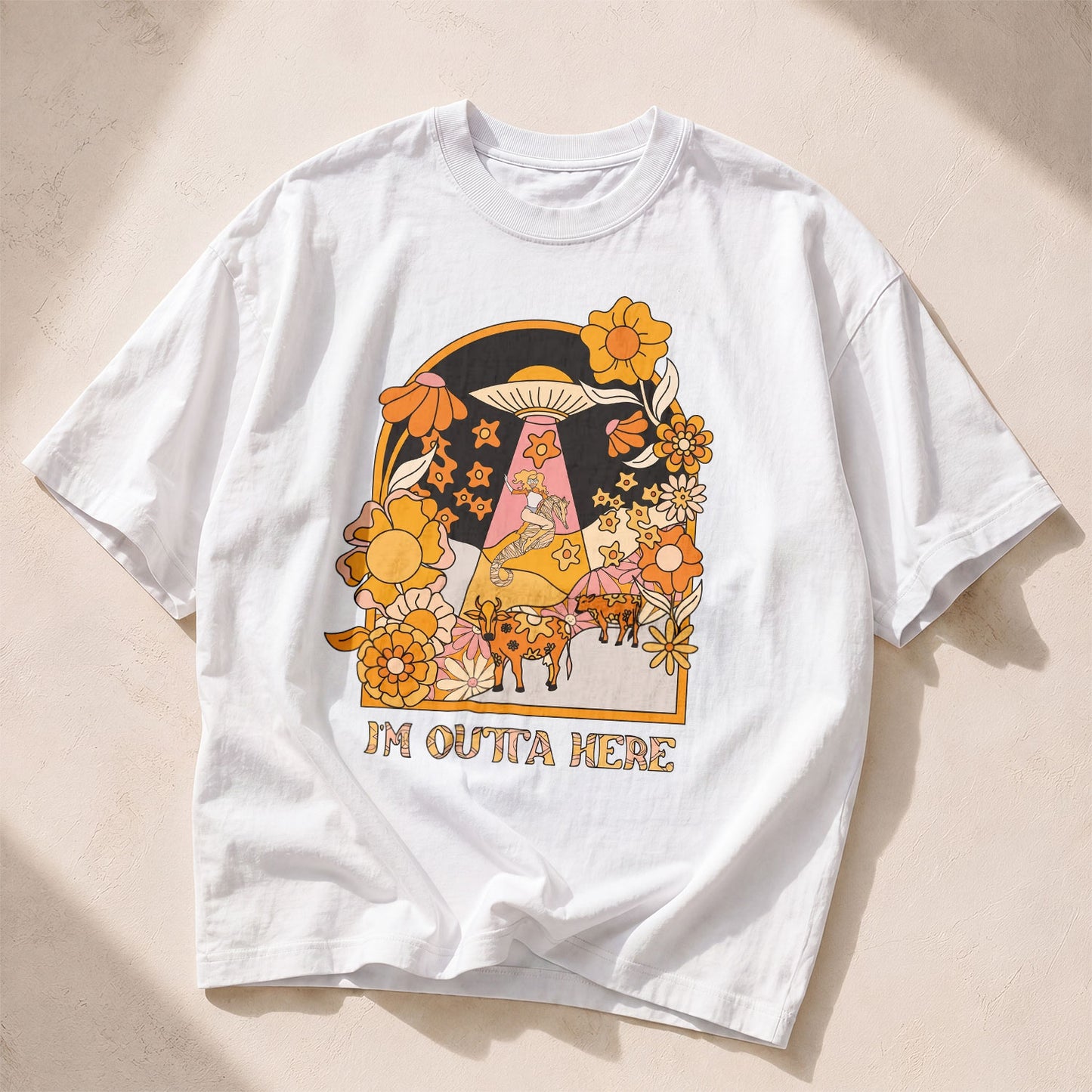 I'm Outta Here Wildflowers Women's Groovy  Tee