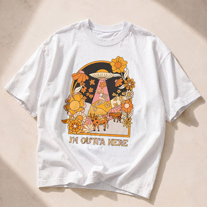 I'm Outta Here Wildflowers Women's Groovy  Tee