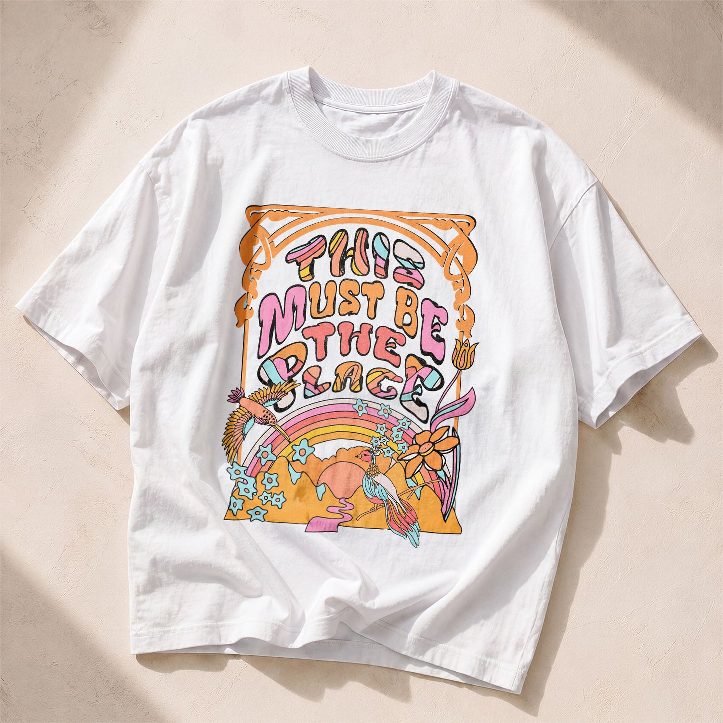 70s Floral 'This Must Be The Place' Place Empowerment Women's Groovy Tee